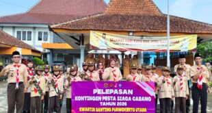 Mabiran Purwokerto Utara Lepas Kontingen Pesta Siaga ke Tingkat Kwarcab Banyumas